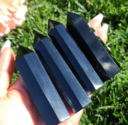 Black Obsidian natural stone tower shape / Οψιδιανος