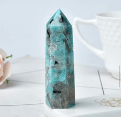 Amazonite and smoky Quarts tower stone/ Αμαζονιτης και Χαλαζίας