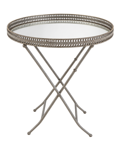 Vintage table decoration with vintage mirror on top