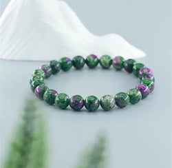Natural stone beaded bracelet handmade for women and men with Ruby and Emerald natural stones