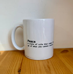 Cup with word meaning-Peace-