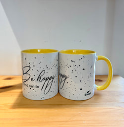 Cup with quotes-Be happy and smile-
