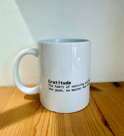 Cup with word meaning-Gratitude-