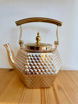 Glass tea pot gold handle