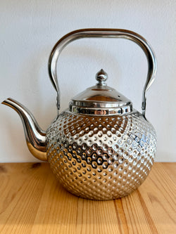 Tea pot metallic silver color